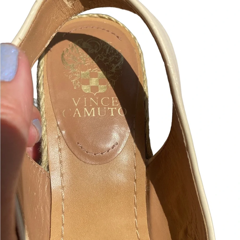 Vince Camuto Cream Estera Leather Wedge Heels
